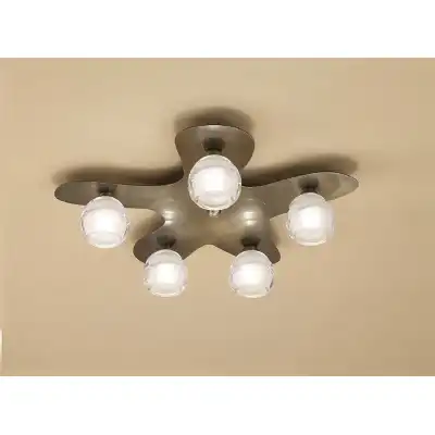Loop Flush Ceiling 5 Light G9 ECO, Antique Brass