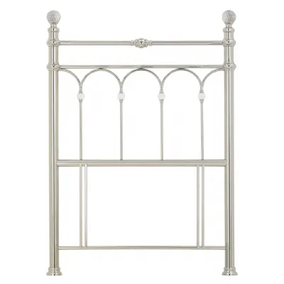 Shiny Silver Metal Single Headboard with Crystal Detail
