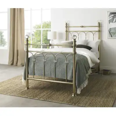 Brass Metal Single Bed Crystal Detailing