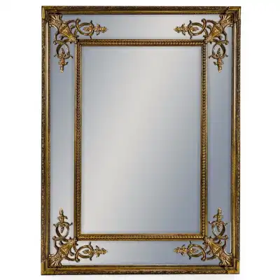 Large Gold Ornate Carved Rectangular Wall Mirror