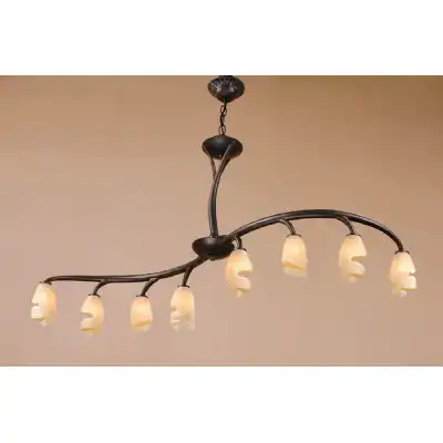 Forest Semi Ceililng 8 Light G9 Bar, Brown, Black Oxide