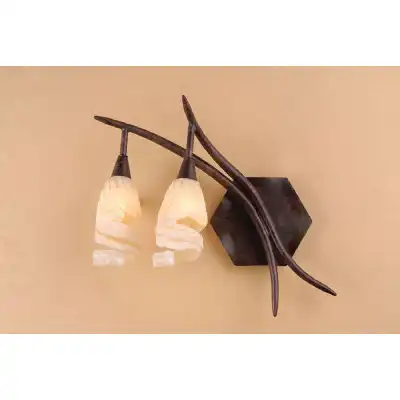 (0017 005) Gaudi Wall Lamp Left Switched 2 Light G9, Brown Black Oxide
