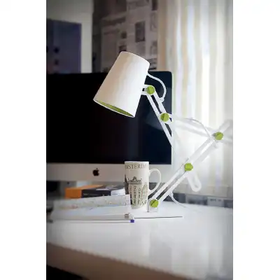 Looker Table Lamp 1 Light E27, Matt White Green