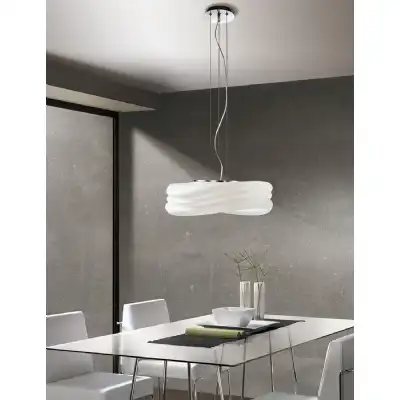 Mediterraneo Pendant 3 Light E27 Large, Polished Chrome Frosted White Glass