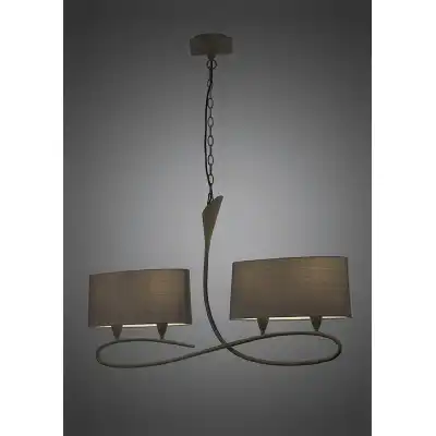 Lua Linear Pendant 2 Arm 4 Light E27, Ash Grey With Ash Grey Shades