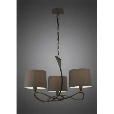 Lua Pendant 3 Arm Light E27, Ash Grey With Ash Grey Shades