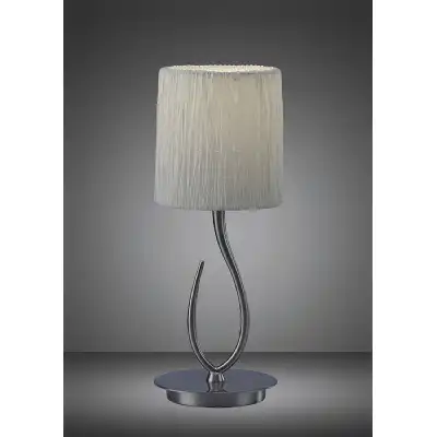 Lua Table Lamp 1 Light E27, Satin Nickel Small With White Shade