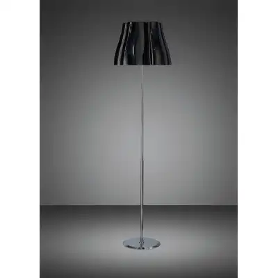 Miss Floor Lamp 3 Light E27, Gloss Black Polished Chrome