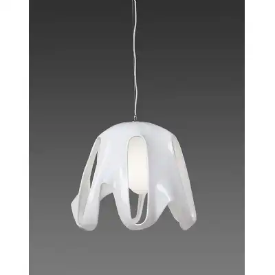 Phantom Pendant 1 Light E27, Gloss White Frosted White Glass Polished Chrome