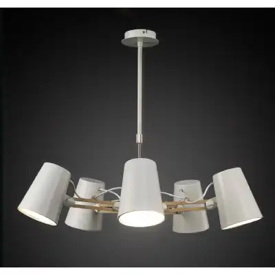 Looker Pendant 5 Light E27, Matt White Beech