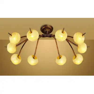 (0038 001) Wave Ceiling 10 Light G9, Rustic Gold