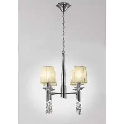 Tiffany Pendant 4+4 Light E14+G9, Polished Chrome With Cream Shades And Clear Crystal