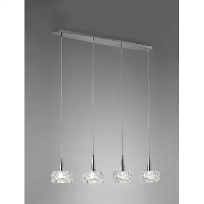 O2 Linear Pendant 4 Light G9 Line, Polished Chrome