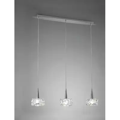 O2 Linear Pendant 3 Light G9 Line Small, Polished Chrome