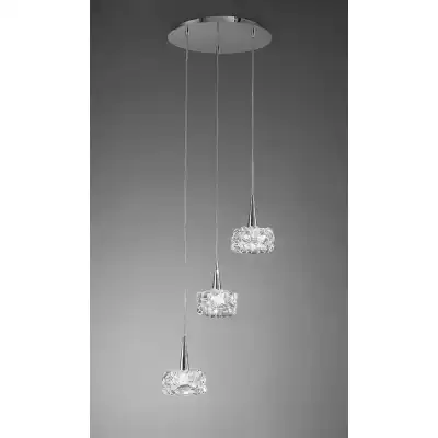 O2 Pendant 3 Light G9, Polished Chrome