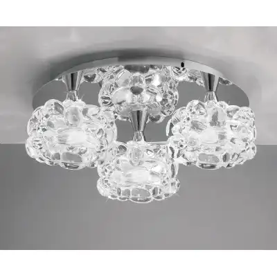 O2 Flush Ceiling 3 Light G9 Small, Polished Chrome