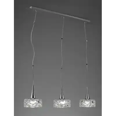 O2 Linear Pendant 3 Light E27 Line Large, Polished Chrome