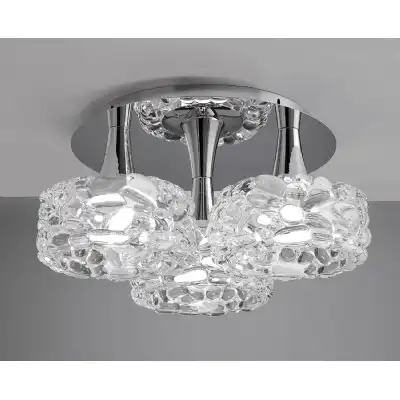 O2 Flush Ceiling 3 Light E27 Large, Polished Chrome