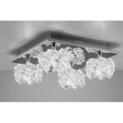 Artic Flush Ceiling 4 Light G9 Square, Polished Chrome