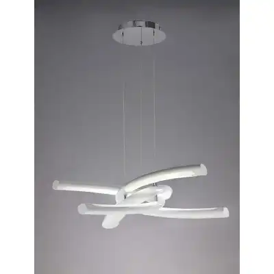 Knot Pendant 36W LED 3000K,3600lm,Gloss White White Acrylic Polished Chrome,3yrs Warranty