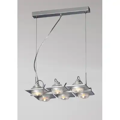 (0040 002) Ull Rectangular Pendant 6 Light G9 Silver Grey