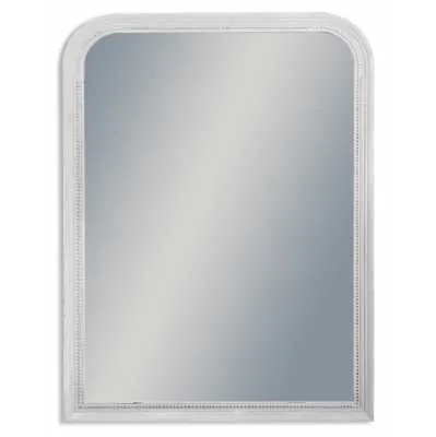 Shabby Chic French Style Grey Painted Beaded Portrait Arched Wall Mirror