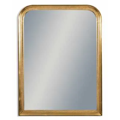 Vintage French Style Gold Beaded Portrait Arched Wall Mirror 110 x 80cm