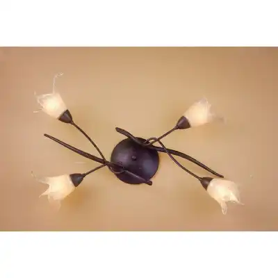 (0024 003) Florida Ceiling 4 Light E14, Brown Black Oxide