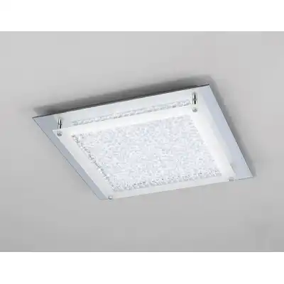 Cristal Flush Light 42cm Square 21W LED 4000K, 2100lm, Polished Chrome Cristal, 3yrs Warranty