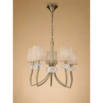 Loewe Pendant 5 Light E14, Antique Brass With Soft Bronze Shades