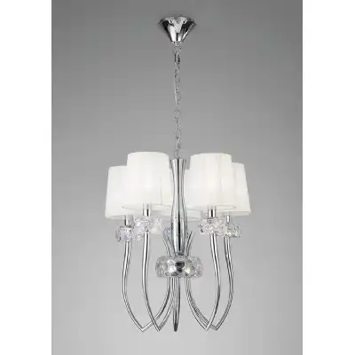 Loewe Slim Pendant 5 Light E14, Polished Chrome With White Shades
