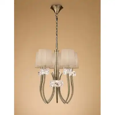 Loewe Slim Pendant 5 Light E14, Antique Brass With Soft Bronze Shades