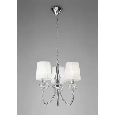 Loewe Pendant 3 Light E14, Polished Chrome With White Shades