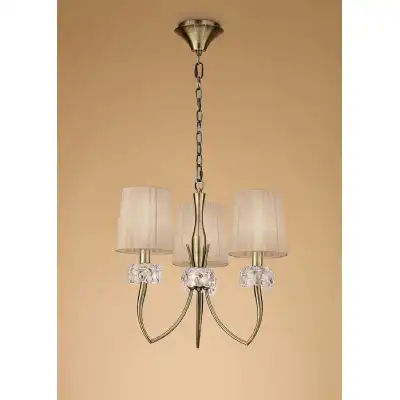 Loewe Pendant 3 Light E14, Antique Brass With Soft Bronze Shades