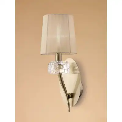 Loewe Wall Lamp Switched 1 Light E14, Antique Brass With Soft Bronze Shade