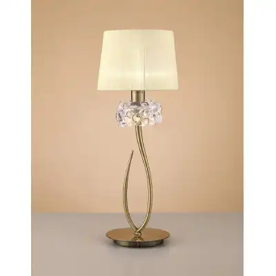 Loewe Table Lamp 1 Light E27 Large, Antique Brass With Cream Shade