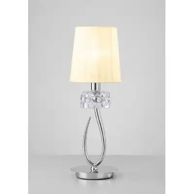 Loewe Table Lamp 1 Light E14 Small, Polished Chrome With Cream Shade