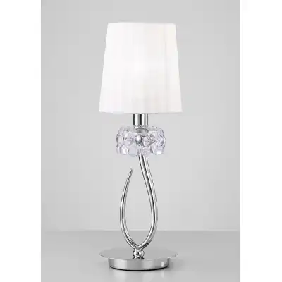 Loewe Table Lamp 1 Light E14 Small, Polished Chrome With White Shade