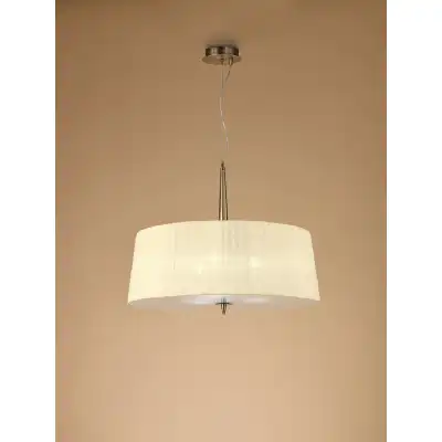 Loewe Single Pendant 3 Light E27, Antique Brass With Cream Shade