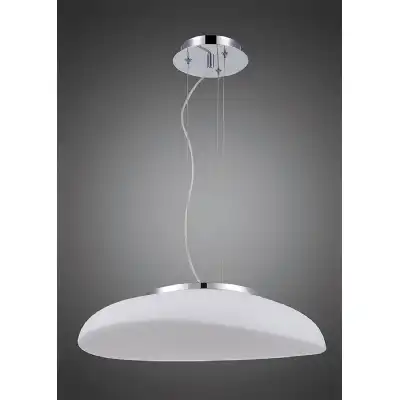 Opal Oval Pendant 4 Light E27, Polished Chrome Frosted White Glass