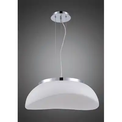 Opal Pendant 3 Light E27, Polished Chrome Frosted White Glass
