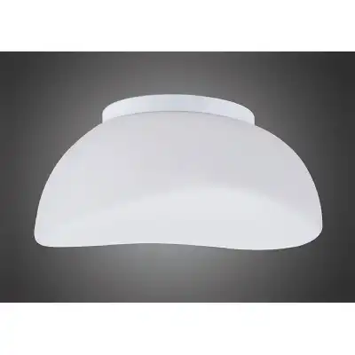 Opal Flush Ceiling 3 Light E27, Polished Chrome Frosted White Glass