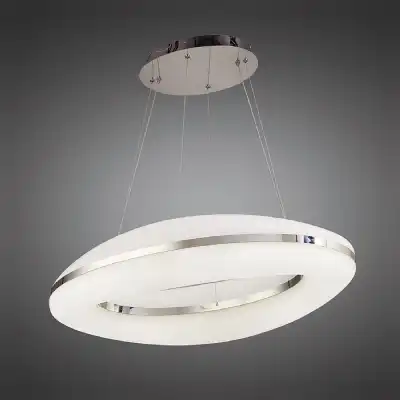 Oakley Oval Pendant 80W LED 3000K, 6400lm, Polished Chrome Frosted Acrylic, 3yrs Warranty