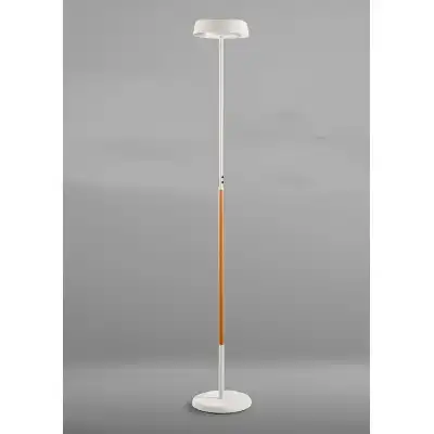 Noa Floor Lamp 2 Light 21W Down 9W Up LED 3000K, 3000lm, Touch Dimmer, Matt White Beech, 3yrs Warranty