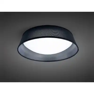 Nordica Flush Ceiling, 3 Light E27 Max 20W, 45cm, White Acrylic With Black Shade, 2yrs Warranty