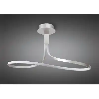 Nur Rectangular Semi Flush Tall 40W LED 3000K, 3200lm, Silver Frosted Acrylic Polished Chrome, 3yrs Warranty