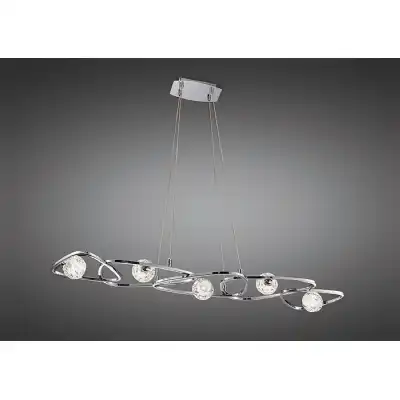 Lux Linear Pendant 5 Light G9 Line, Polished Chrome