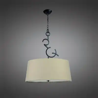 Argi Pendant 3 Light E27 Round With Taupe Shades Brown Oxide