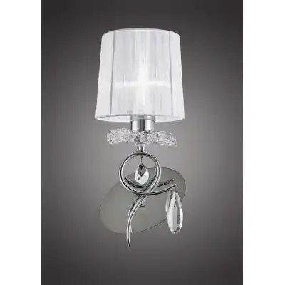 Louise Wall Lamp 1 Light E27 With White Shade Polished Chrome Clear Crystal