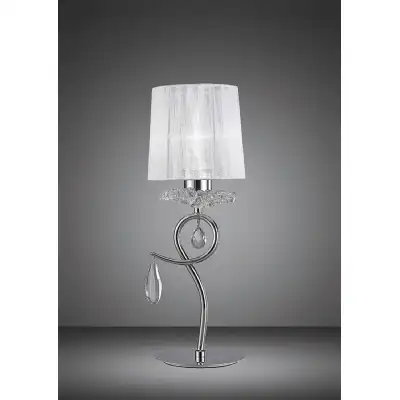 Louise Table Lamp 1 Light E27 With White Shade Polished Chrome Clear Crystal